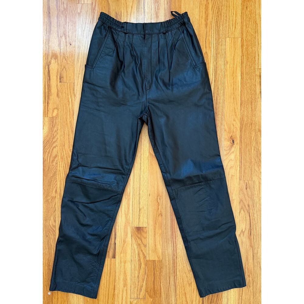 Diversity vintage leather pant size 8 Black Pleated 100% genuine leather pants
